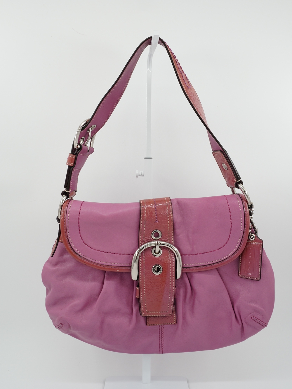 Coach Pink Shoulder Bag with Buckle Detail